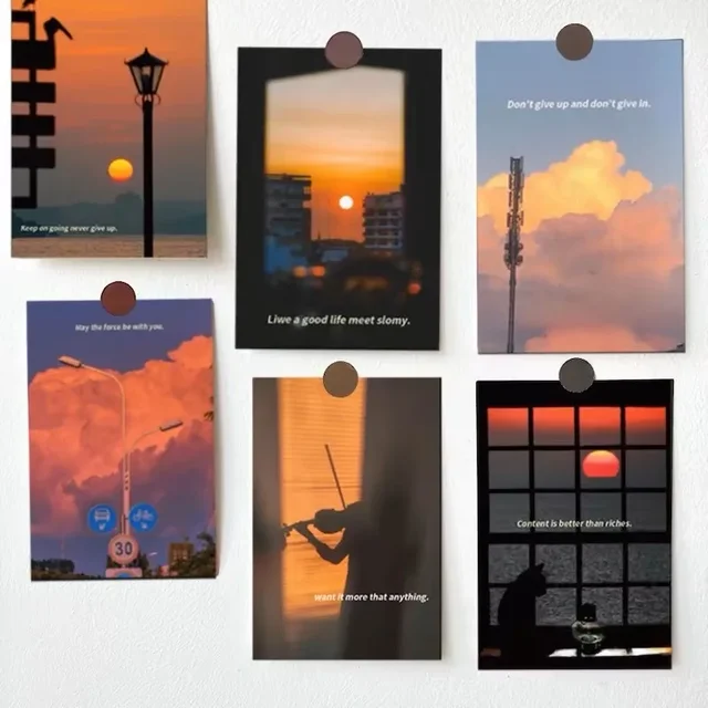 Filled with The Atmosphere of Cards and Postcards with Self-adhesive Decorations on The Bedroom Wall As The Background 1