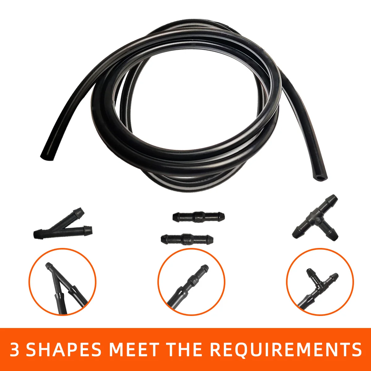 1/2/3/4m car spray nozzle connection pipe rubber spray pipe windshield washer black spray component set 3
