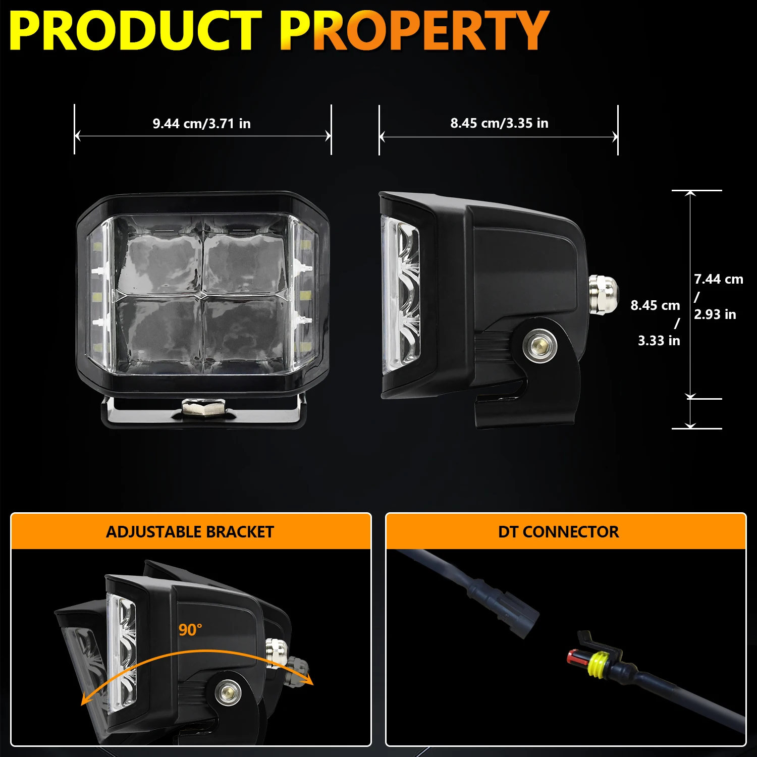 Led Work Fog Driving Lights Bar High Beam Headlights 12v LED Lighting Brackets W