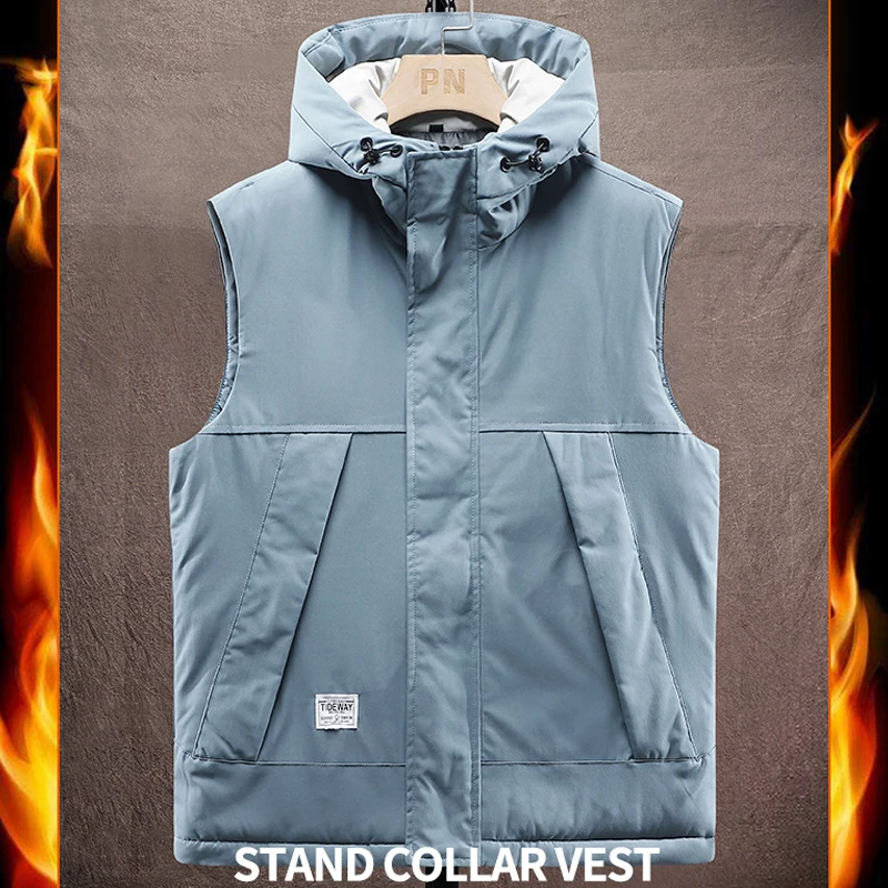 

New Mens Vest Jacket Men Autumn Warm Sleeveless Jackets Male Winter Casual Waistcoat Hooded Plus Size Veste Homme Brand Outwear