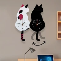 Digital Wall Clock Wagging Tail Cat Design Clock Kids Bedroom Wall Decoration Creative Cartoon Wall Clocks Modern Design 1