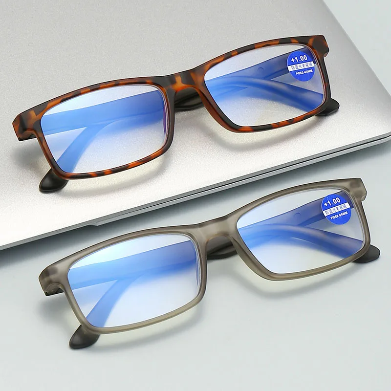 

Anti Blue Light Reading Glasses Men Women Spring Legs Full Frame Square Computer Glasses Spectacle Eyewear Diopter +1.0 to +4.0