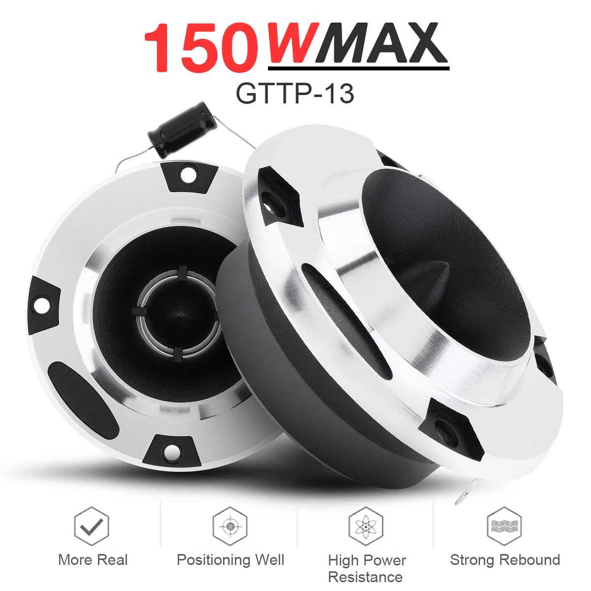 

2pcs 4 Inch 150W 6OHM Car Speaker Aluminum Bullet Tweeter for Vehicle Auto Cars Stereo Modified with Capacitor