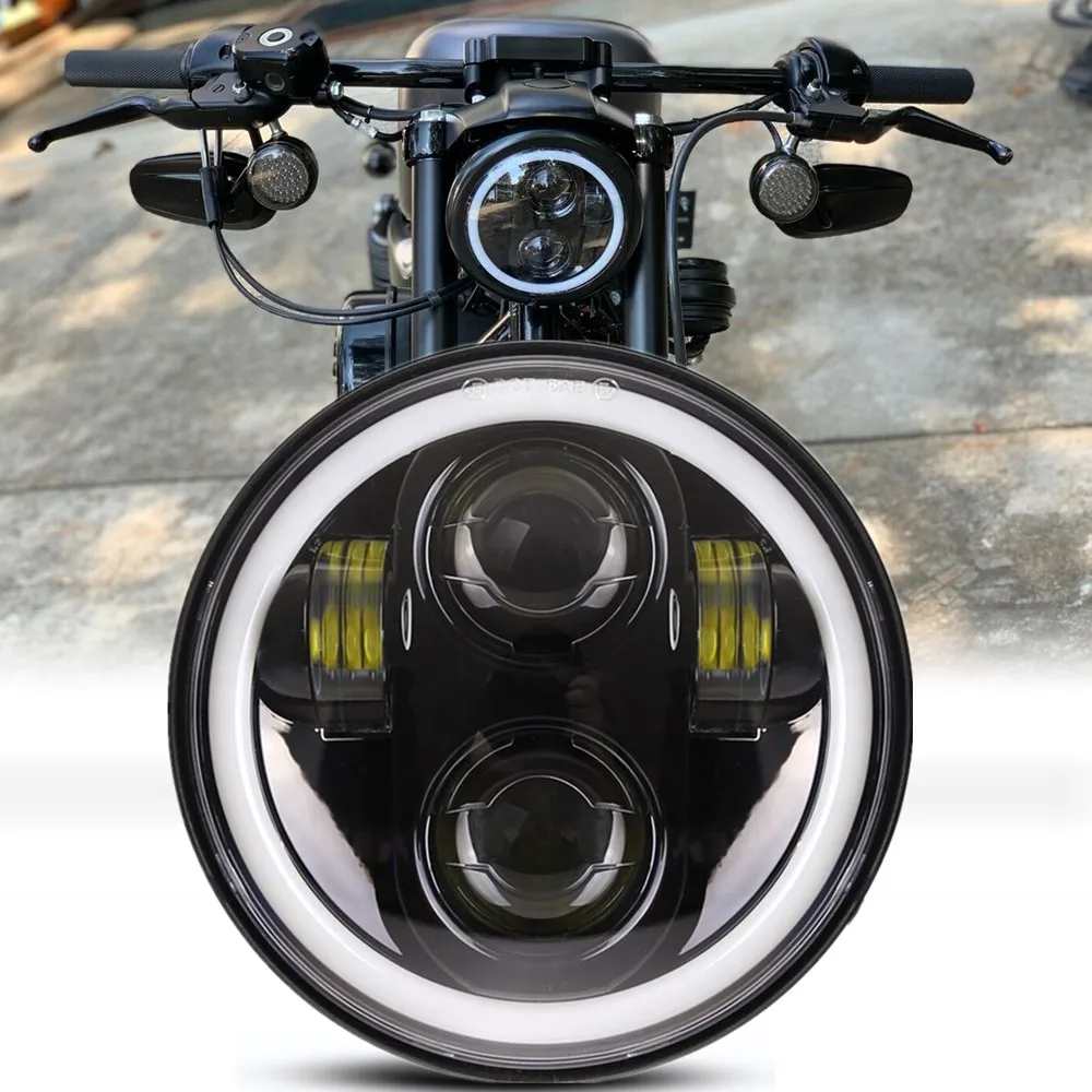 Per Dyna Sportster Proiettore Per Fari A Led Da 5.75 Pollici Halo Ring Iron 883 Xl Moto 5 3/4 "Drl Indicatore Di Direzione Faro