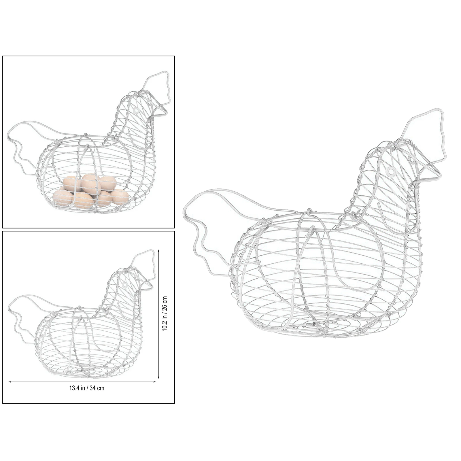 White Iron Art Eggs Storage Basket Chicken Shaped Egg Holder Household Vegetables Fruit Container Organizer Rack Basket 2