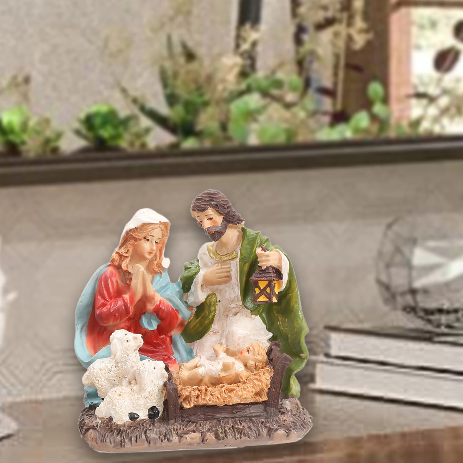Statue Enfant Jésus Dans La Crèche En Résine - Décoration Noël Scène Nativité 7.5x5.5x4 Cm