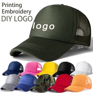 Custom Hat with Logo Printing Polyester Mesh Trucker Hat Adjustable Dad DIY Logo Baseball Cap For Men Women