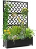 Metal Planter Box with Diamond Lattice Trellis Planter Box for Climbing Plants/Vines, Garden Bed with Trellis(73"x47" Black) 1
