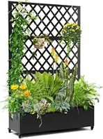 Metal Planter Box with Diamond Lattice Trellis Planter Box for Climbing Plants/Vines, Garden Bed with Trellis(73"x47" Black) 1