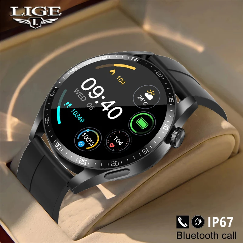 LIGE New AMOLED Screen Men Smart Watch Sleep Monitor Clock Sport