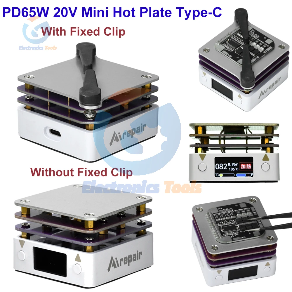 PD65W 미니 핫 플레이트 디지털 납땜 예열 리워크 스테이션 PCB SMD 보드 납땜 플레이트 히팅 테이블 수리 도구