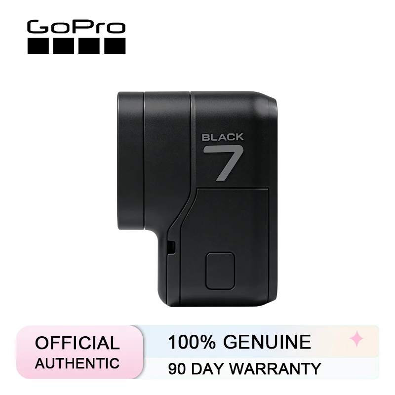 Accessoires inclus avec la GoPro HERO7 Black : batterie supplémentaire, câble USB et carte mémoire 128 Go, livraison rapide France.