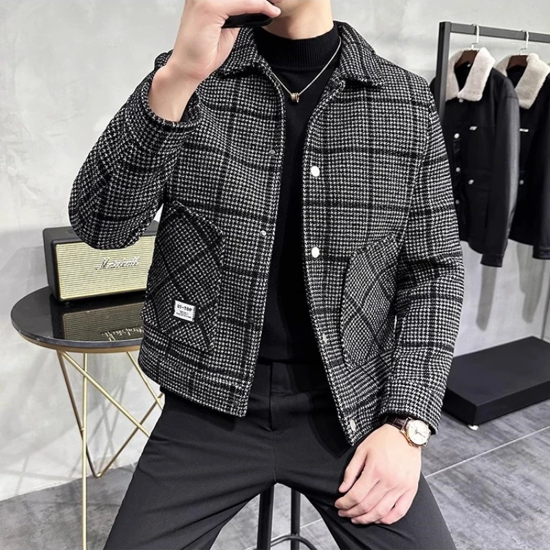 

High Quality Autumn Winter Woolen Jacket for Men Short Wool Blends Trench Coat Men Casual Business Social Streetwear Overcoat