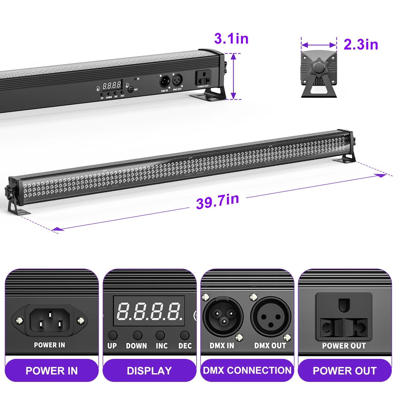U'King 2Pcs 36W Wall Washer Lights Bar RGB 252LEDs Stage Light Bar DMX512 Wash Light For DJ KTV Concert Party Weddings Nightclub 5