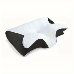 Ergonomic Memory Foam Neck Support Pillow for Pain Relief and Comfortable Sleep (Black - 6)