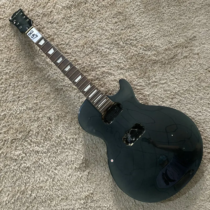 

857 Unfinished 6 String Electric Guitar Black Color LP Guitar Kits Genuine HB Authorised Produced for DIY Replace with Damages