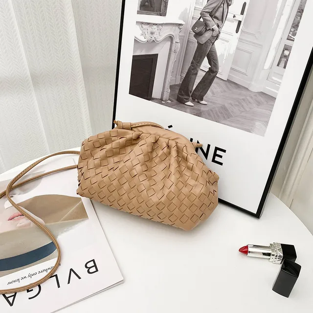 Luxury Ladies Weave Bag Soft Leather Crossbody Shoulder Bags For Women 2022 Fashion Female Brand Handbag and Purse Lady Hobo Bag Khaki