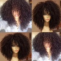 Perruques Afro crépues bouclées avec frange, 16 pouces, en Fiber synthétique douce et moelleuse, sans dentelle, pour fête, Cosplay, usage quotidien 3