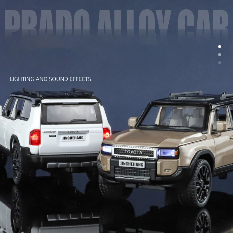 1:32 Toyota Land Cruiser Prado SUV 2024 Alloy Die Cast Toy Car Model Sound and Light Children's Toy Collectibles Birthday gift 4
