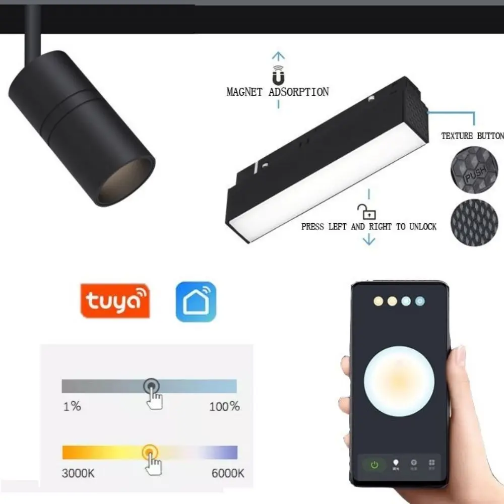 Smart Magnetic Track Rail Light System Modern Flexible Fixture LED Spotlight DC48V Ceiling Indoor Light Smart Home Lamp Living 2