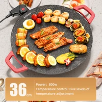 Electric Barbecue Pan for Household Use, Low Smoke and Non Stick Multifunctional Baking Tray for Grilling and Stir Frying Meat 1