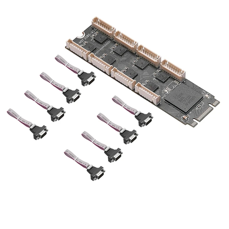새로운 M2-8 포트 RS232 직렬 확장 카드 라이저 어댑터 지원 M2 NVME B+M 키 고성능 칩 EXAR 17V358-ABVK
