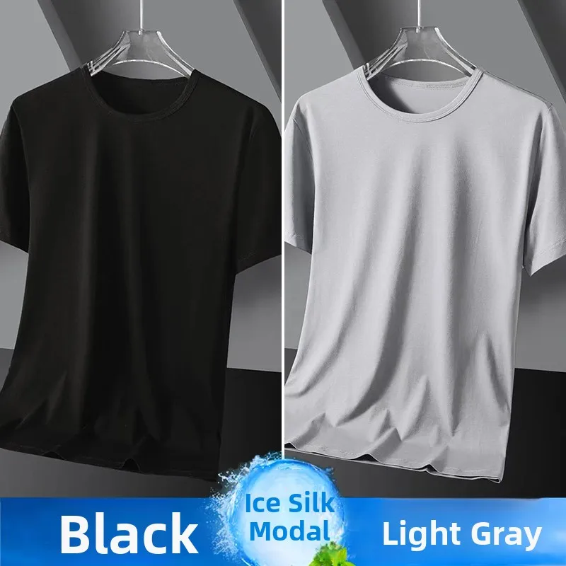 Short-sleeved black + light gray [two pieces]
