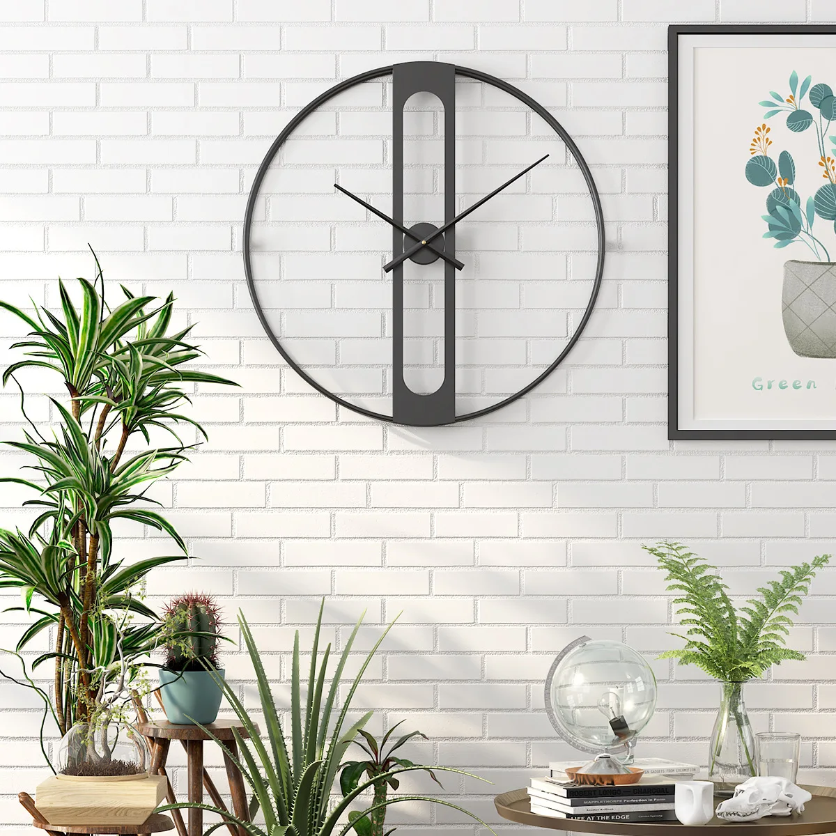 50CM Wall Clocks Skeleton Retro Style Metal Silent Clocks Home Office Living Room Bedroom Decoration