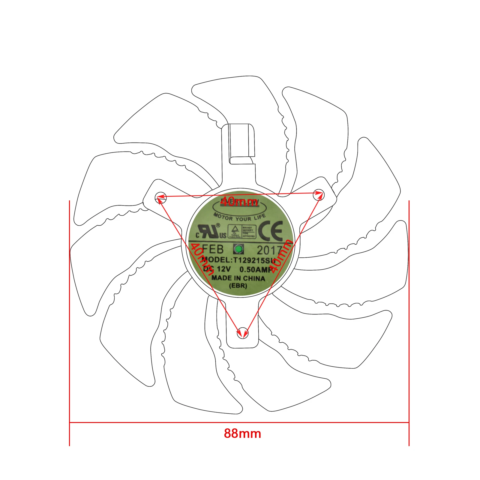 Ventilador Resfriador 4pin 88 mm T129215su Pld09210s12hh para Gigabyte Gtx 1050 1060 1070 960 rx 470 480 570 580 Ventilador Cooler para Placa Gráfica - Imagem 3