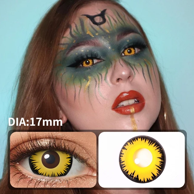 Lentilles couleur jaune noir - yellow werewolf. Pour Halloween