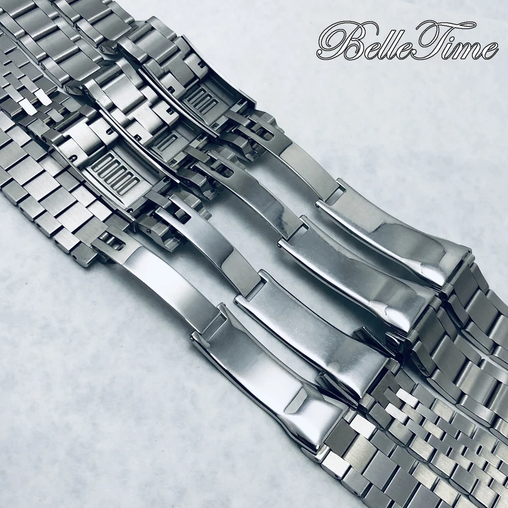 Premium 904L Stainless Steel Brushed & Polished Strap with Glide Lock Clasp, 20mm Width