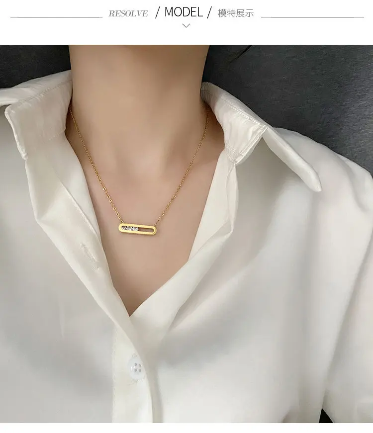 Modern Crystal Bar Pendant Necklace undefined
