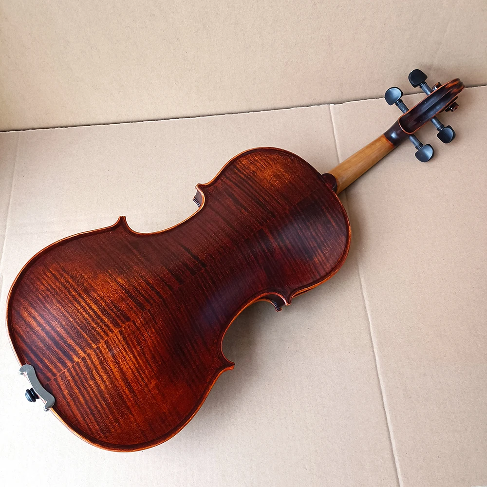 Natural Tiger Pattern Maple Handmade Violin 4/4 Size Ebony Fingerboard coffee Violin beginner professional Musical Instruments