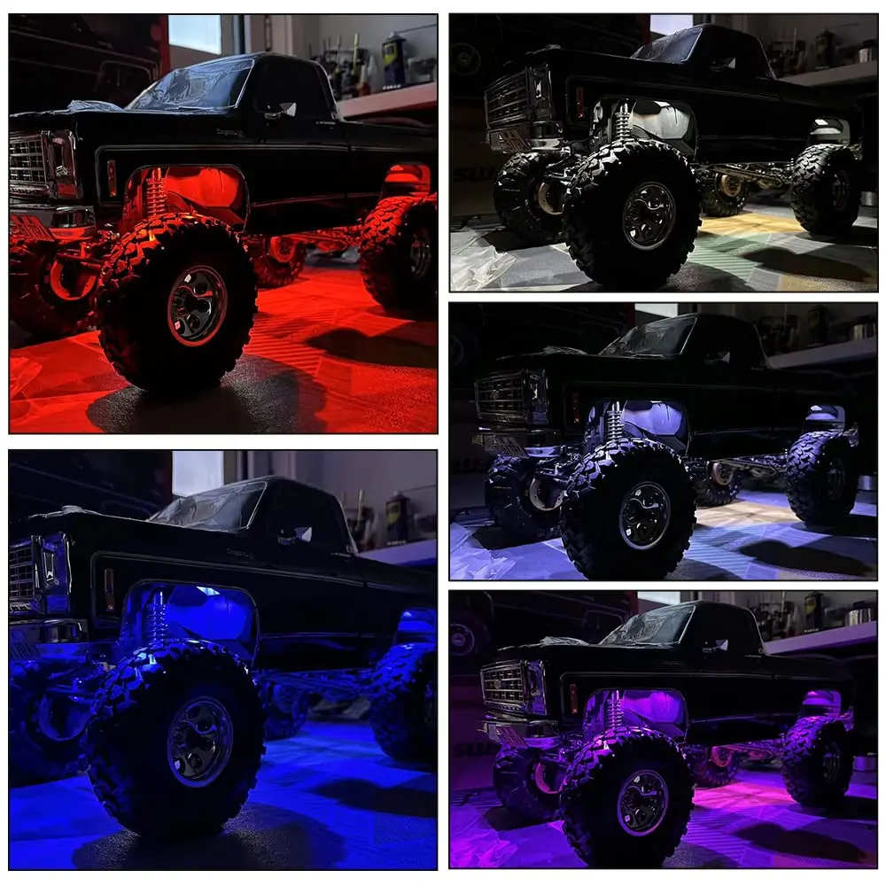 GLOBACT LED Rock Light Kit Chassis Light 8 Light Modes 8 Lamp Beads for 1/10 TRX4/Bronco/1979 RC Crawler Upgrade Accessories