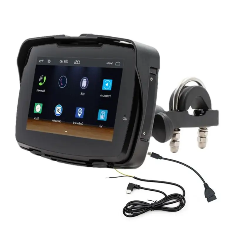 

Car Screen 5inch Portable Motorcycle Gps Navigation System Ip65 Waterproof Touch Screen Wireless Navigator With Dual Link For