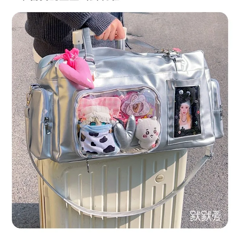 JIAERDI Harajuku Silver Itabag Women Fashionable Lightweight Large Capacity Fitness Bag Female Sports Travel Crossbody Bags New