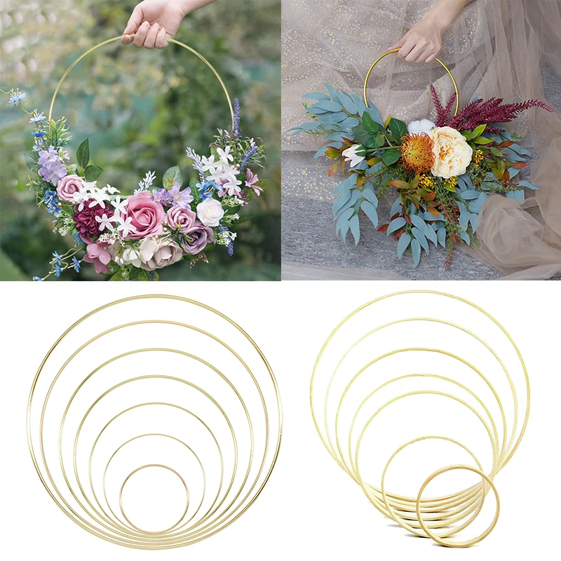 Bamboo Circle Metal Ring DIY Artificial Flower Garland Decoration