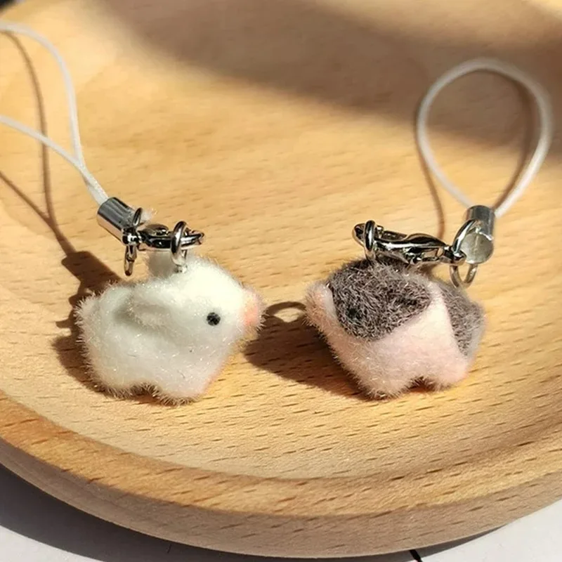 3pcs Cute Mini 3D Pig Keychains Resin Flocking Lovely Boar Animal Pet Pendant Key Chain Bag Earphone Case Phone Lanyard Keyring