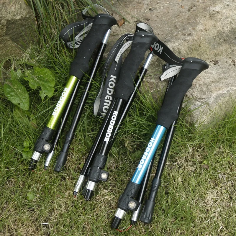 Folding Hiking Poles 5 sections Cane 6061 aluminum alloy Walking Stick Outdoor mountain climbing 3