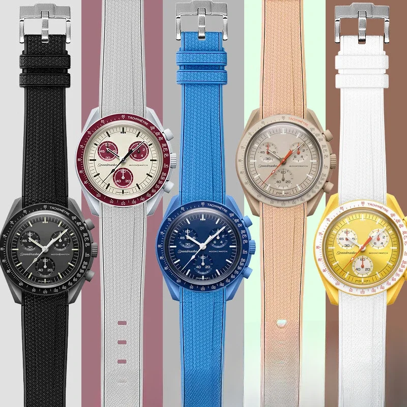 Per Omega Swatch Planet Series 20Mm Cinturino Per Orologio Anti-Allergia Interfaccia Ad Arco Giunto In Silicone Cinturini Per Coppie Multicolori