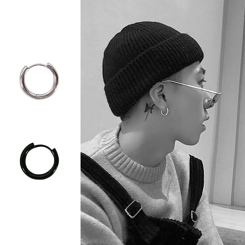10pcs Small Hoop Earrings Women Men Gold Silver Color Stainles Steel Round Earrings Circle Anti-allergy Pendientes Mujer 2022 3