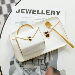 Luxurious Ceramic Handbag - Shaped Coffee Mug and Saucer Set - 310ml 490ml (310ml White mug)