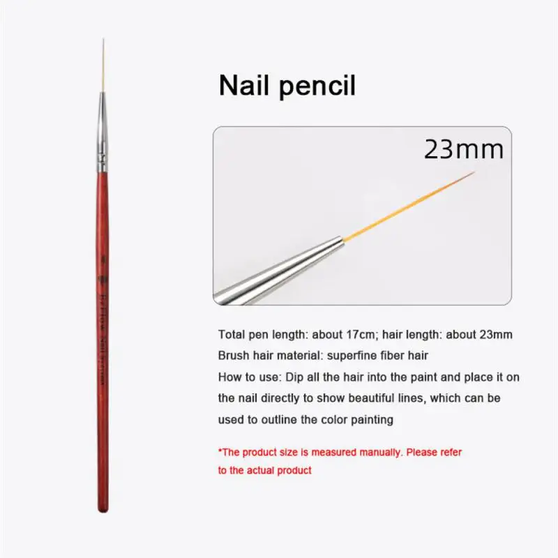 French Stripe Nail Art Liner Brush Set 3D Tips Line Stripes Drawing Pen UV Gel Brushes Painting Pen Manicure Tools 6