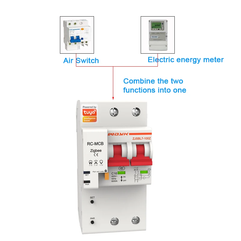 1P 2P 3P 4P Zigbee Tuya Smart Single Three Phase Circuit Breaker,Energy Power Consumption Meter Monitor kWh Wattmeter,220V 380V