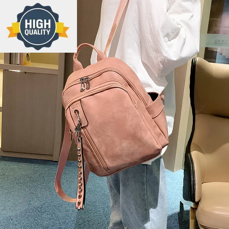 

backpack 2023 new female Korean version of campus joker student bag ins super fire soft leather travel tide