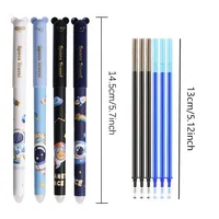 Astronaut Panda 16pcs/mix Erasable Pen 0.5mm Fine Point Friction Pens with Erasers Black Blue Ink School Writing Stationery 2
