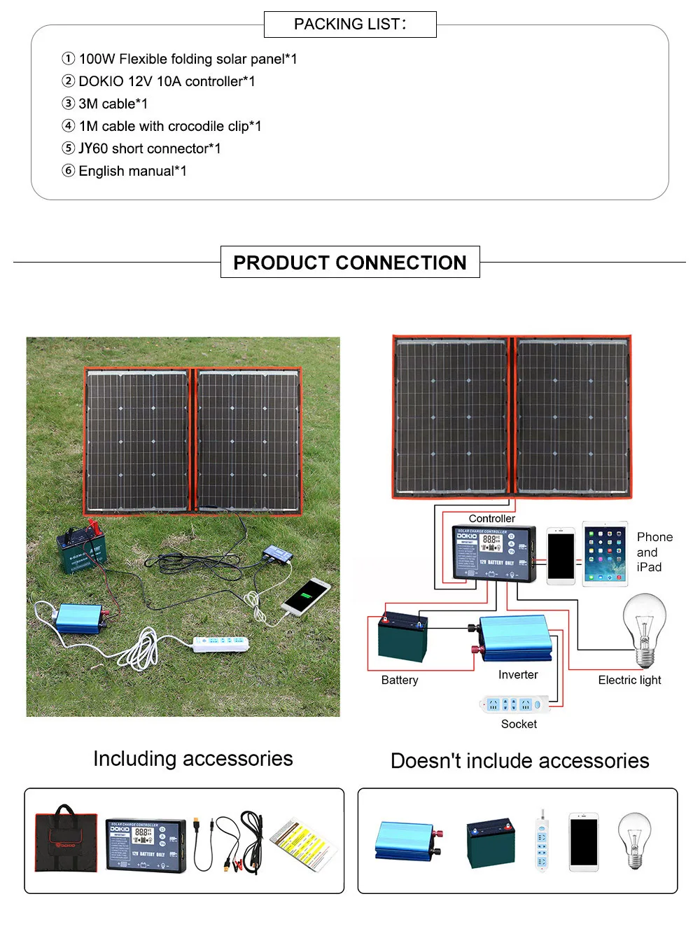 100W Foldable Flexible Solar Panel Kit