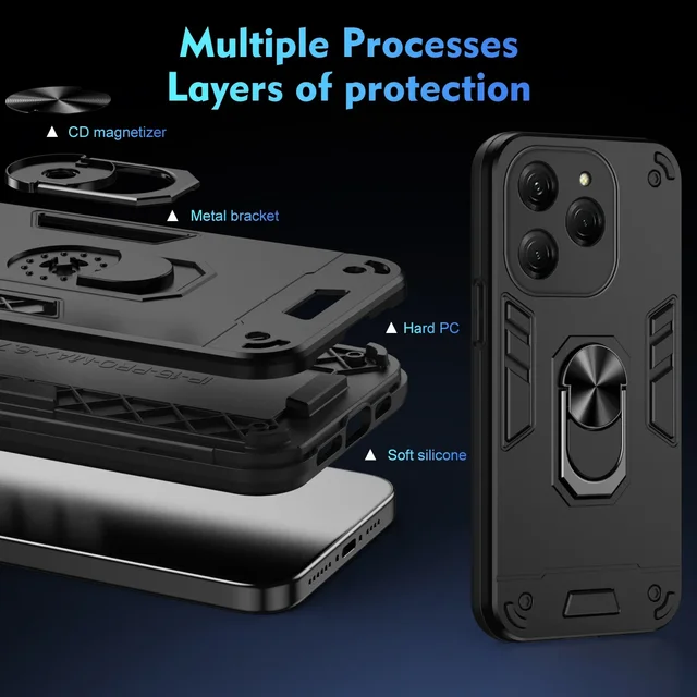 Armor Shockproof Case For Tecno Spark 20 Pro Car Magnetic Finger Ring Holder Luxury Hard Phone.jpg
