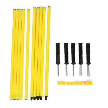 Soccer Poles Set Yellow Poles 1.5m Training Poles Soccer Training Sports Poles with Base Buckles 2