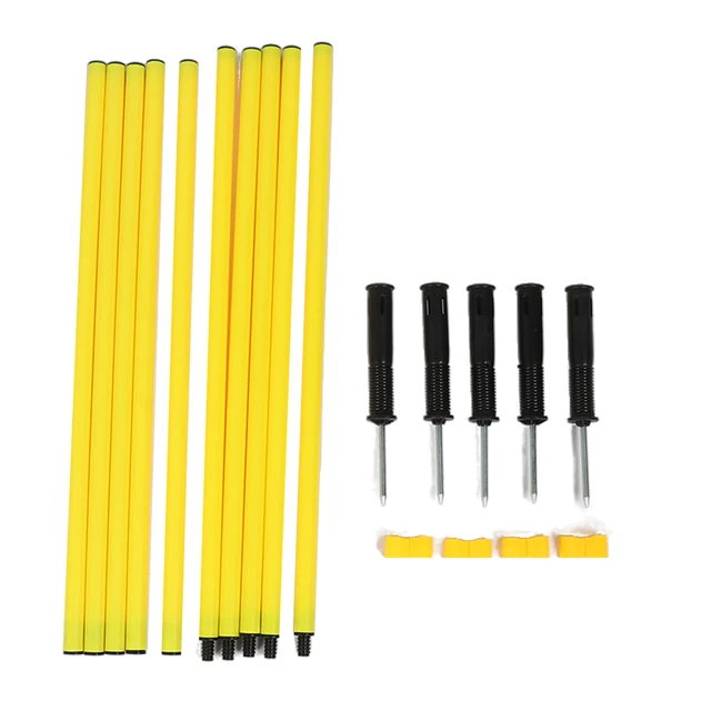 Soccer Poles Set Yellow Poles 1.5m Training Poles Soccer Training Sports Poles with Base Buckles 2